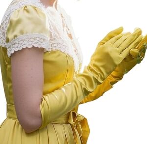 Elegant Fine Yellow Satin Gloves NWT